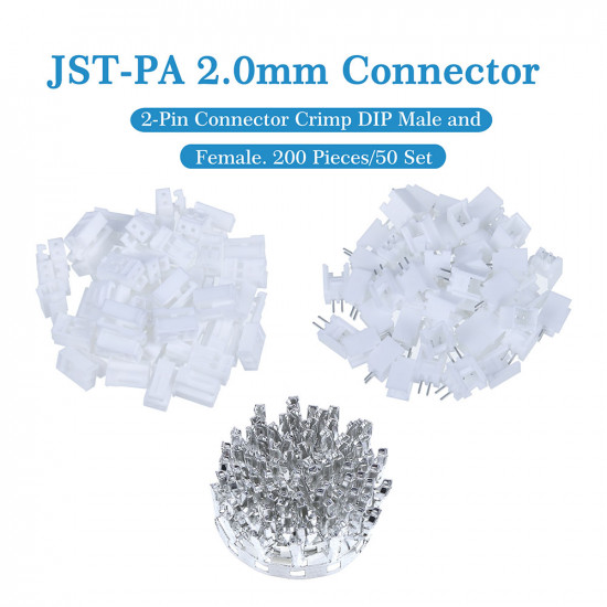 JST PA 2.0 mm 2-Pin Connector Kit JST PA 2.0 mm 2-Pin Connector Kit