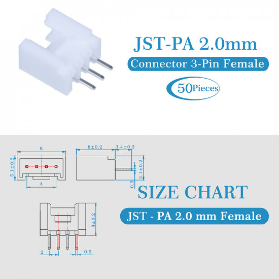 JST PA 2.0 mm 3-Pin Connector Kit JST PA 2.0 mm 3-Pin Connector Kit