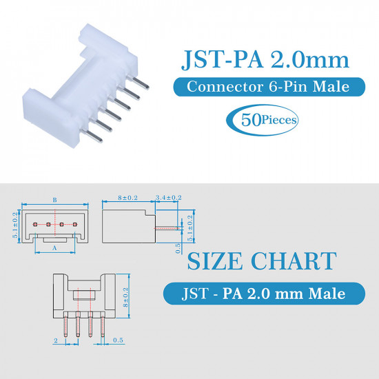 JST PA 2.0 mm 6-Pin Connector Kit