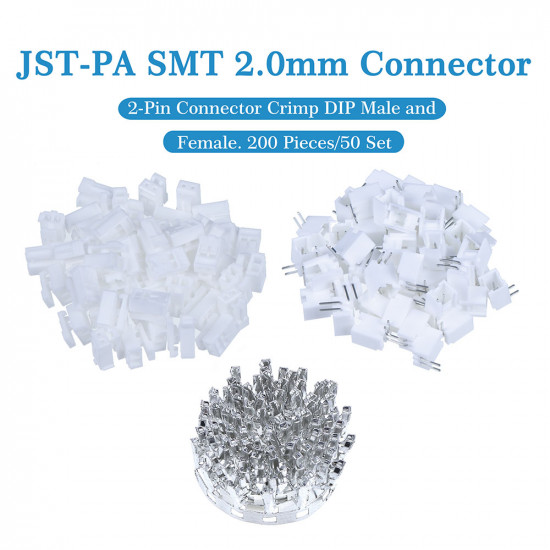 JST PA SMT 2.0 mm 2-Pin Connector Kit JST PA SMT 2.0 mm 2-Pin Connector Kit