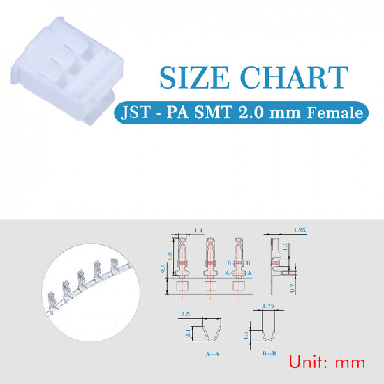 JST PA SMT 2.0 mm 3-Pin Connector Kit JST PA SMT 2.0 mm 3-Pin Connector Kit