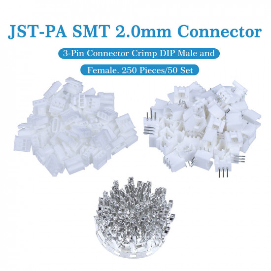 JST PA SMT 2.0 mm 3-Pin Connector Kit JST PA SMT 2.0 mm 3-Pin Connector Kit