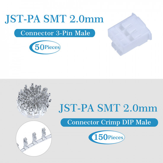 JST PA SMT 2.0 mm 3-Pin Connector Kit JST PA SMT 2.0 mm 3-Pin Connector Kit