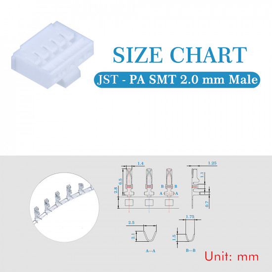 JST PA SMT 2.0 mm 5-Pin Connector Kit JST PA SMT 2.0 mm 5-Pin Connector Kit