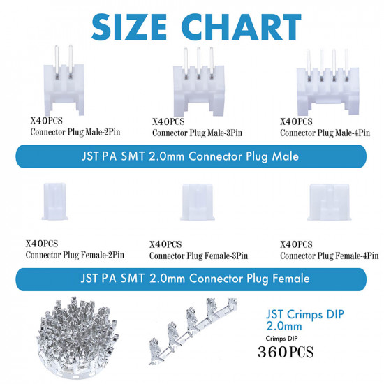 JST PA SMT - 2 / 3 / 4 Pin Connector Kit