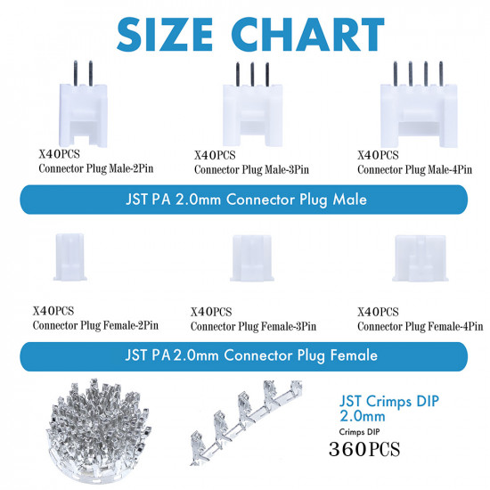 JST PA - 2 / 3 / 4 Pin Connector Kit JST PA - 2 / 3 / 4 Pin Connector Kit