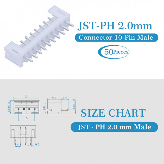 JST PH 2.0 mm 10-Pin Connector Kit JST PH 2.0 mm 10-Pin Connector Kit