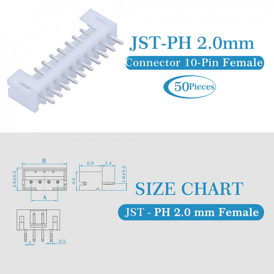 JST PH 2.0 mm 10-Pin Connector Kit