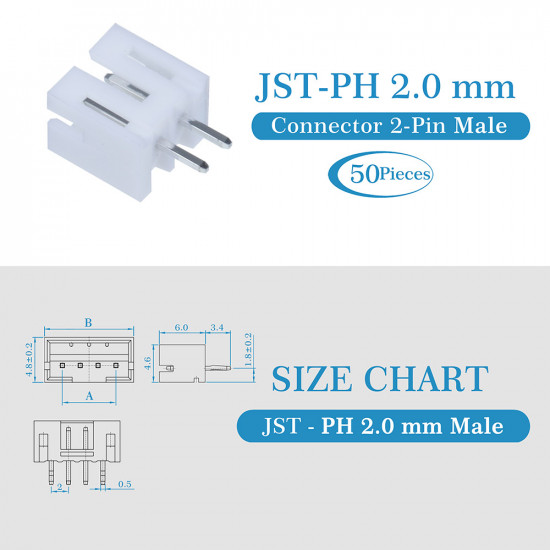 JST PH 2.0 mm 2-Pin Connector Kit JST PH 2.0 mm 2-Pin Connector Kit