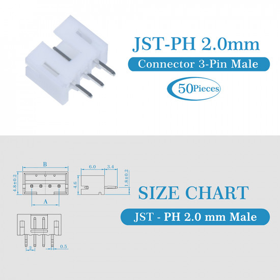 JST PH 2.0 mm 3-Pin Connector Kit JST PH 2.0 mm 3-Pin Connector Kit