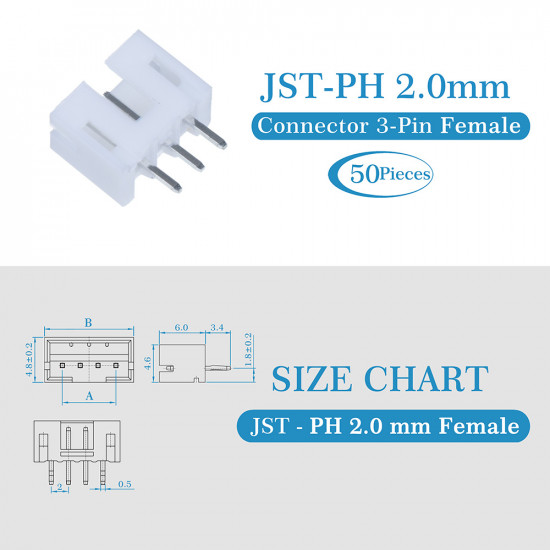 JST PH 2.0 mm 3-Pin Connector Kit JST PH 2.0 mm 3-Pin Connector Kit