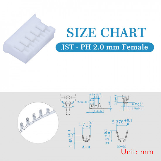 JST PH 2.0 mm 5-Pin Connector Kit JST PH 2.0 mm 5-Pin Connector Kit