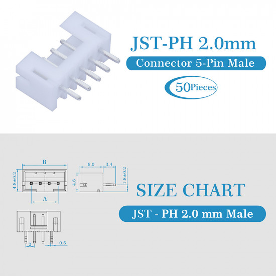 JST PH 2.0 mm 5-Pin Connector Kit JST PH 2.0 mm 5-Pin Connector Kit