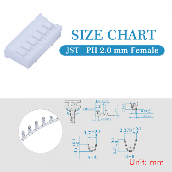 JST PH 2.0 mm 6-Pin Connector Kit JST PH 2.0 mm 6-Pin Connector Kit