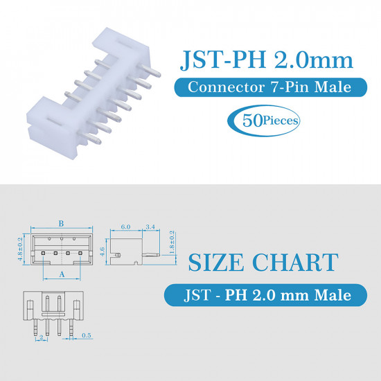 JST PH 2.0 mm 7-Pin Connector Kit