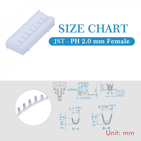 JST PH 2.0 mm 8-Pin Connector Kit JST PH 2.0 mm 8-Pin Connector Kit