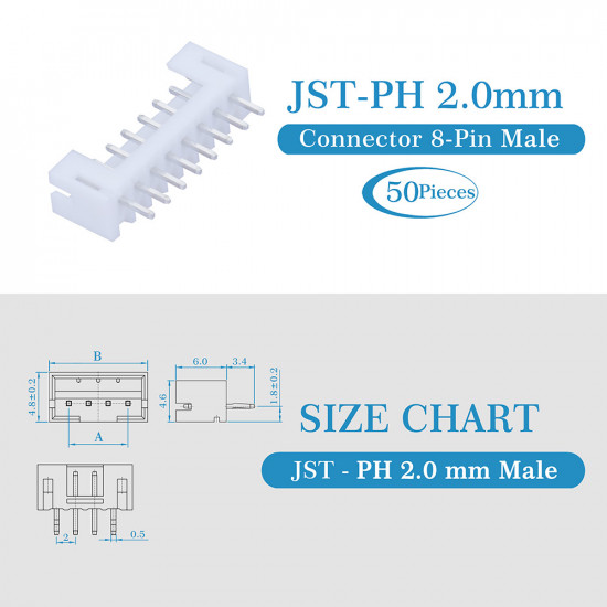 JST PH 2.0 mm 8-Pin Connector Kit JST PH 2.0 mm 8-Pin Connector Kit