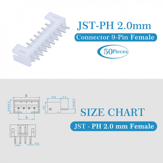 JST PH 2.0 mm 9-Pin Connector Kit