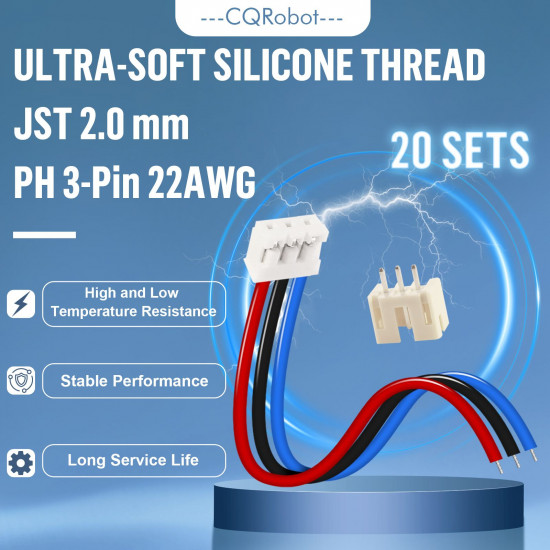 JST 2.0 mm PH 3-Pin Connector Cable (20 Sets/60 Pieces)
