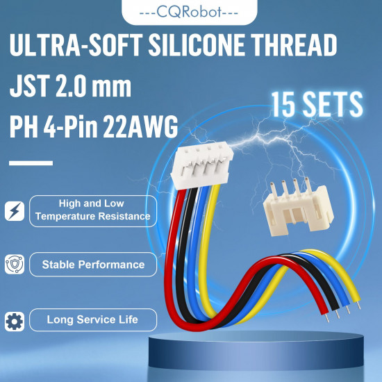 JST 2.0 mm PH 4-Pin Connector Cable (15 Sets/45 Pieces)