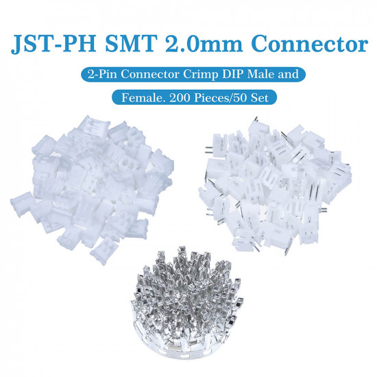 JST PH SMT 2.0 mm 2-Pin Connector Kit JST PH SMT 2.0 mm 2-Pin Connector Kit