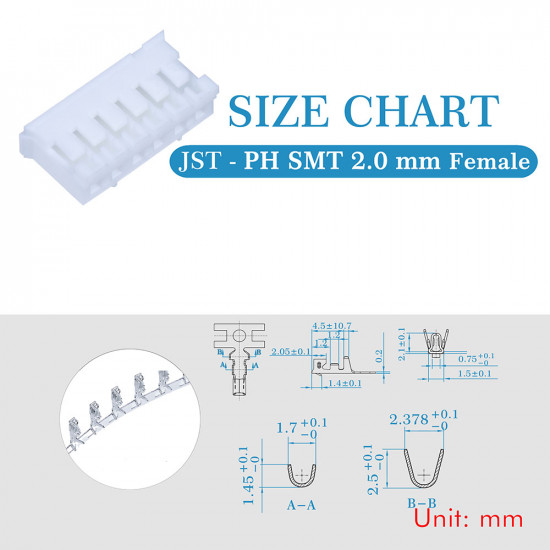 JST PH SMT 2.0 mm 6-Pin Connector Kit