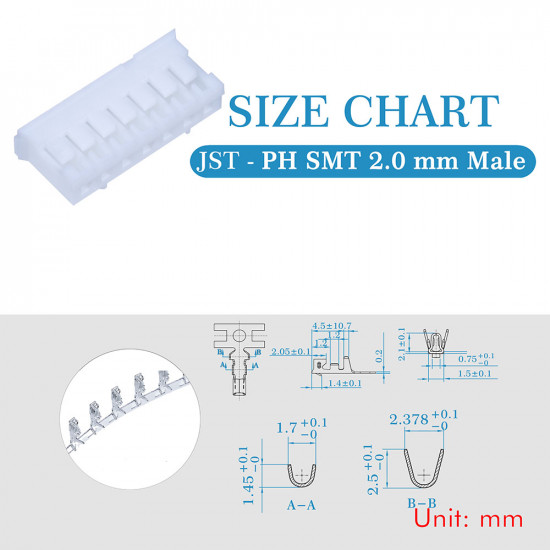 JST PH SMT 2.0 mm 7-Pin Connector Kit JST PH SMT 2.0 mm 7-Pin Connector Kit