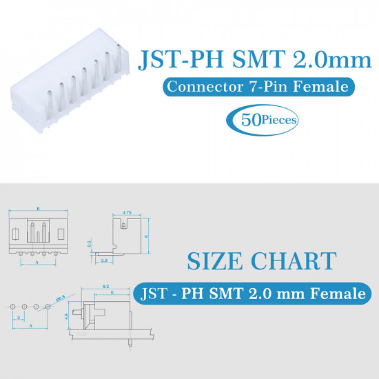 JST PH SMT 2.0 mm 7-Pin Connector Kit JST PH SMT 2.0 mm 7-Pin Connector Kit