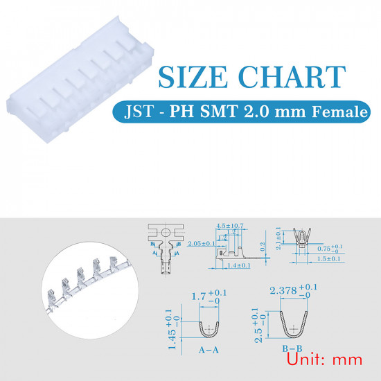 JST PH SMT 2.0 mm 8-Pin Connector Kit JST PH SMT 2.0 mm 8-Pin Connector Kit