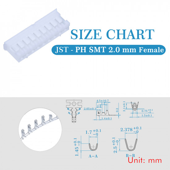 JST PH SMT 2.0 mm 9-Pin Connector Kit JST PH SMT 2.0 mm 9-Pin Connector Kit