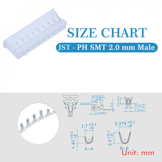 JST PH SMT 2.0 mm 9-Pin Connector Kit JST PH SMT 2.0 mm 9-Pin Connector Kit