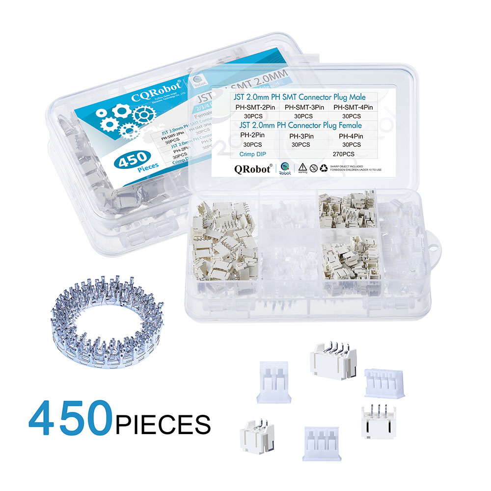 JST PH Crimp Dip Kit. 2/3 / 4 Pin Housing JST Adapter Cable Connector Socket Male and Female CQRobot 750 Pieces 2.0mm JST-PH JST Connector Kit 2.0mm Pitch Female Pin Header 