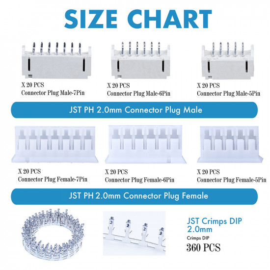 JST PH SMT - 5 / 6 / 7 Pin Connector Kit JST PH SMT - 5 / 6 / 7 Pin Connector Kit