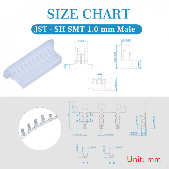 JST SH SMT 1.0mm Pitch 10 Pin JST Connector Kit JST SH SMT 1.0mm Pitch 10 Pin JST Connector Kit