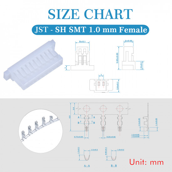 JST SH SMT 1.0mm Pitch 10 Pin JST Connector Kit JST SH SMT 1.0mm Pitch 10 Pin JST Connector Kit