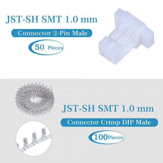 JST SH SMT 1.0mm Pitch 2 Pin JST Connector Kit JST SH SMT 1.0mm Pitch 2 Pin JST Connector Kit