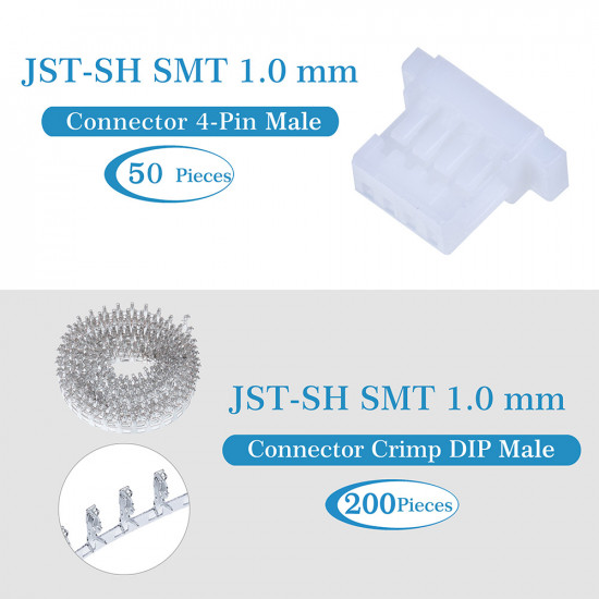JST SH SMT 1.0mm Pitch 4 Pin JST Connector Kit JST SH SMT 1.0mm Pitch 4 Pin JST Connector Kit