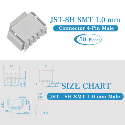 JST SH SMT 1.0mm Pitch 4 Pin JST Connector Kit