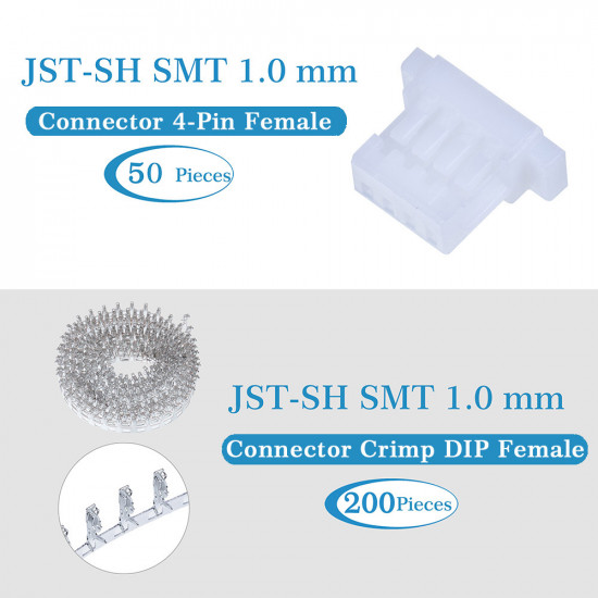 JST SH SMT 1.0mm Pitch 4 Pin JST Connector Kit