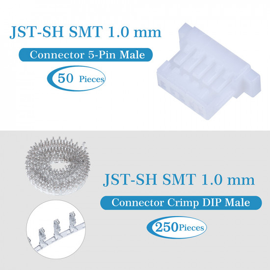 JST SH SMT 1.0mm Pitch 5 Pin JST Connector Kit JST SH SMT 1.0mm Pitch 5 Pin JST Connector Kit