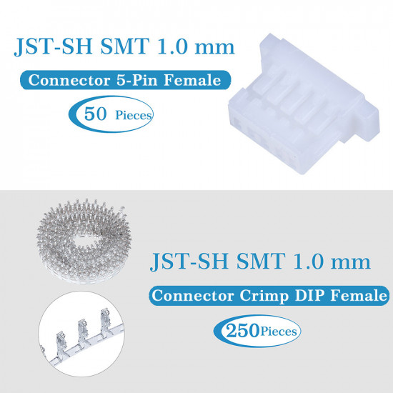 JST SH SMT 1.0mm Pitch 5 Pin JST Connector Kit JST SH SMT 1.0mm Pitch 5 Pin JST Connector Kit