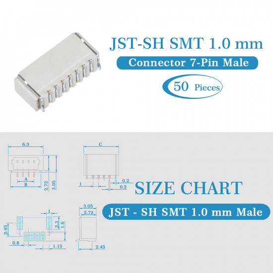 Kit de 140 Connecteurs JST SH1.0mm avec Câbles 15cm et Pince 