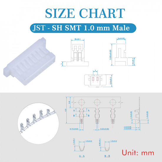 JST SH SMT 1.0mm Pitch 8 Pin JST Connector Kit JST SH SMT 1.0mm Pitch 8 Pin JST Connector Kit