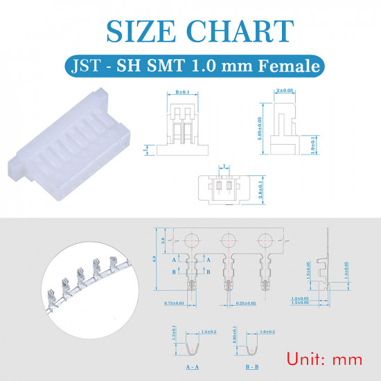JST SH SMT 1.0mm Pitch 8 Pin JST Connector Kit JST SH SMT 1.0mm Pitch 8 Pin JST Connector Kit