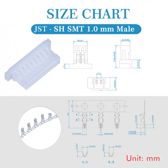 JST SH SMT 1.0mm Pitch 9 Pin JST Connector Kit JST SH SMT 1.0mm Pitch 9 Pin JST Connector Kit