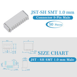 JST SH SMT 1.0mm Pitch 9 Pin JST Connector Kit