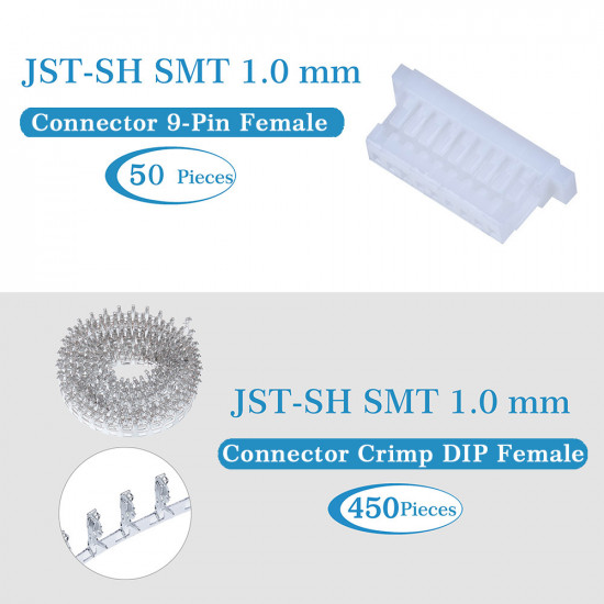 JST SH SMT 1.0mm Pitch 9 Pin JST Connector Kit JST SH SMT 1.0mm Pitch 9 Pin JST Connector Kit