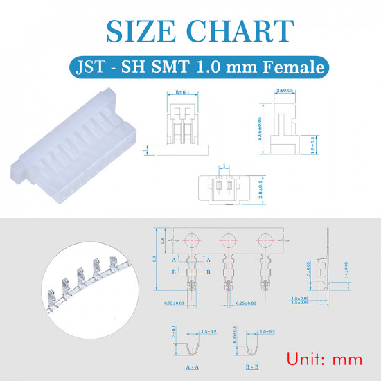 JST SH SMT 1.0mm Pitch 9 Pin JST Connector Kit