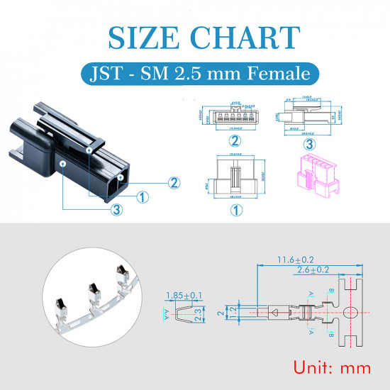 JST SM 2.5 mm 2-Pin Connector Kit JST SM 2.5 mm 2-Pin Connector Kit