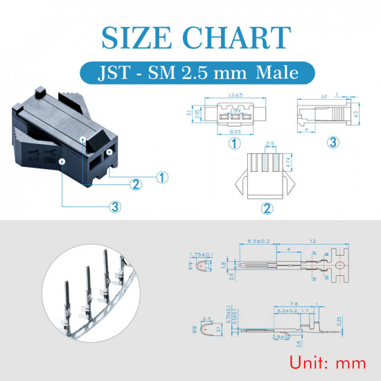 JST SM 2.5 mm 2-Pin Connector Kit JST SM 2.5 mm 2-Pin Connector Kit